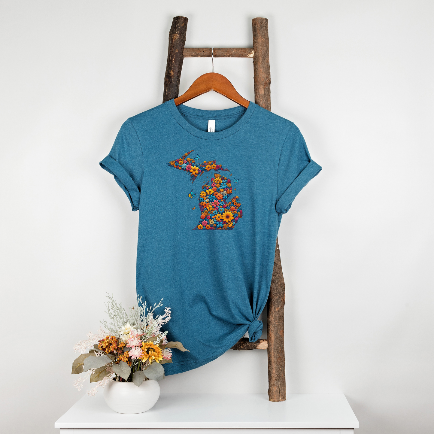 Michigan Floral and Butterfly T-Shirt