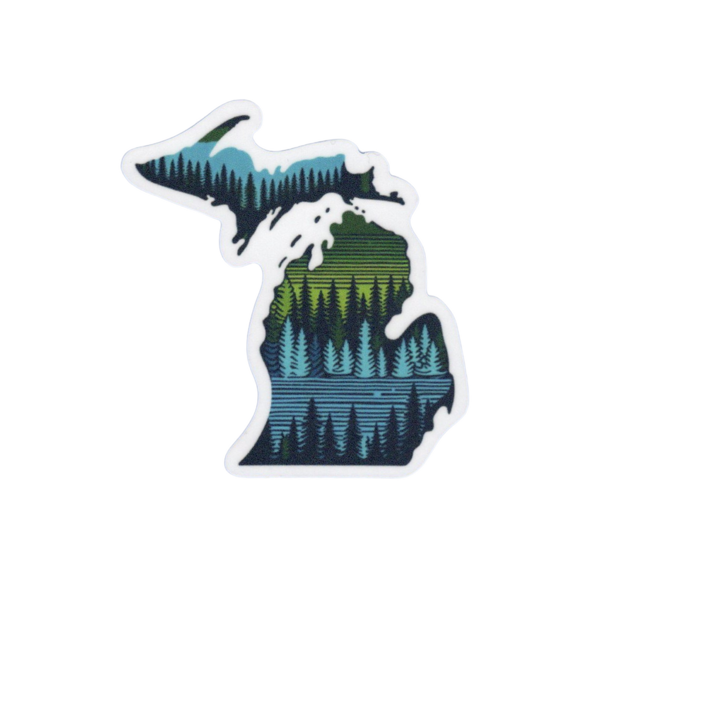 Michigan Pines & Lakes Vinyl Sticker – Nature’s Serenity in Every Detail