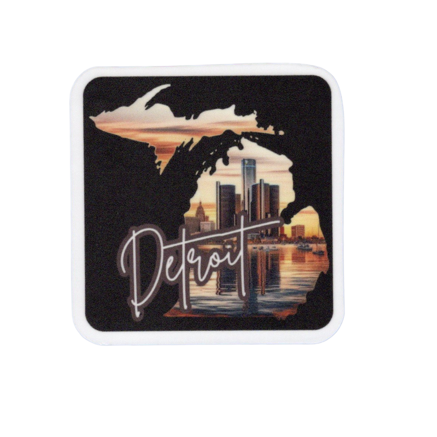 Michigan Detroit Skyline Vinyl Sticker – Celebrate the Heart of the Motor City