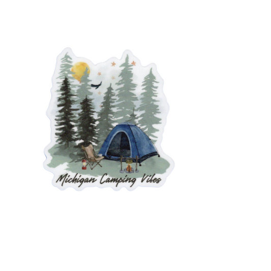 Watercolor Michigan Camping Vibes Sticker