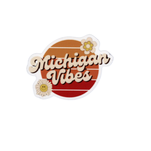 Michigan Vibes Retro Vinyl Sticker – Groovy Smiles, Pure Michigan Style