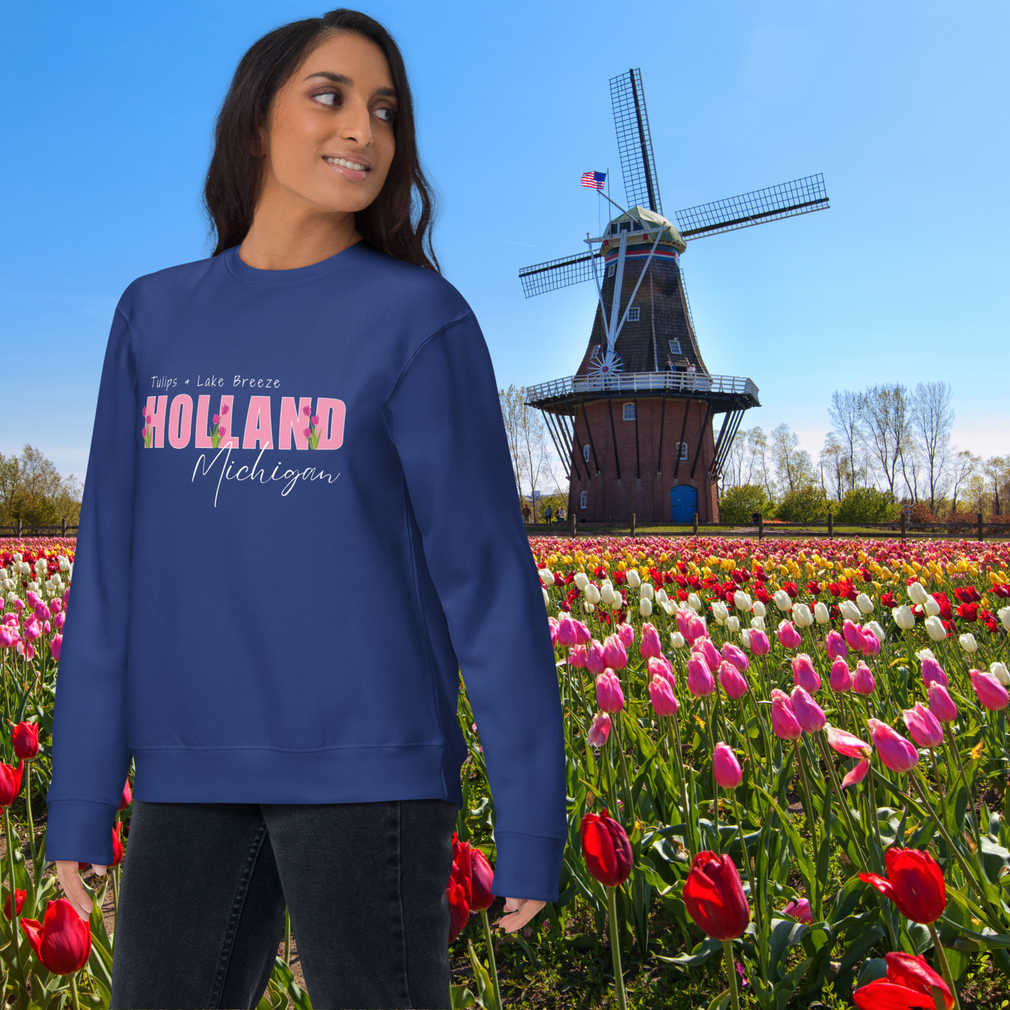 Holland Michigan Tulips & Lake Breeze - Crewneck Sweatshirt