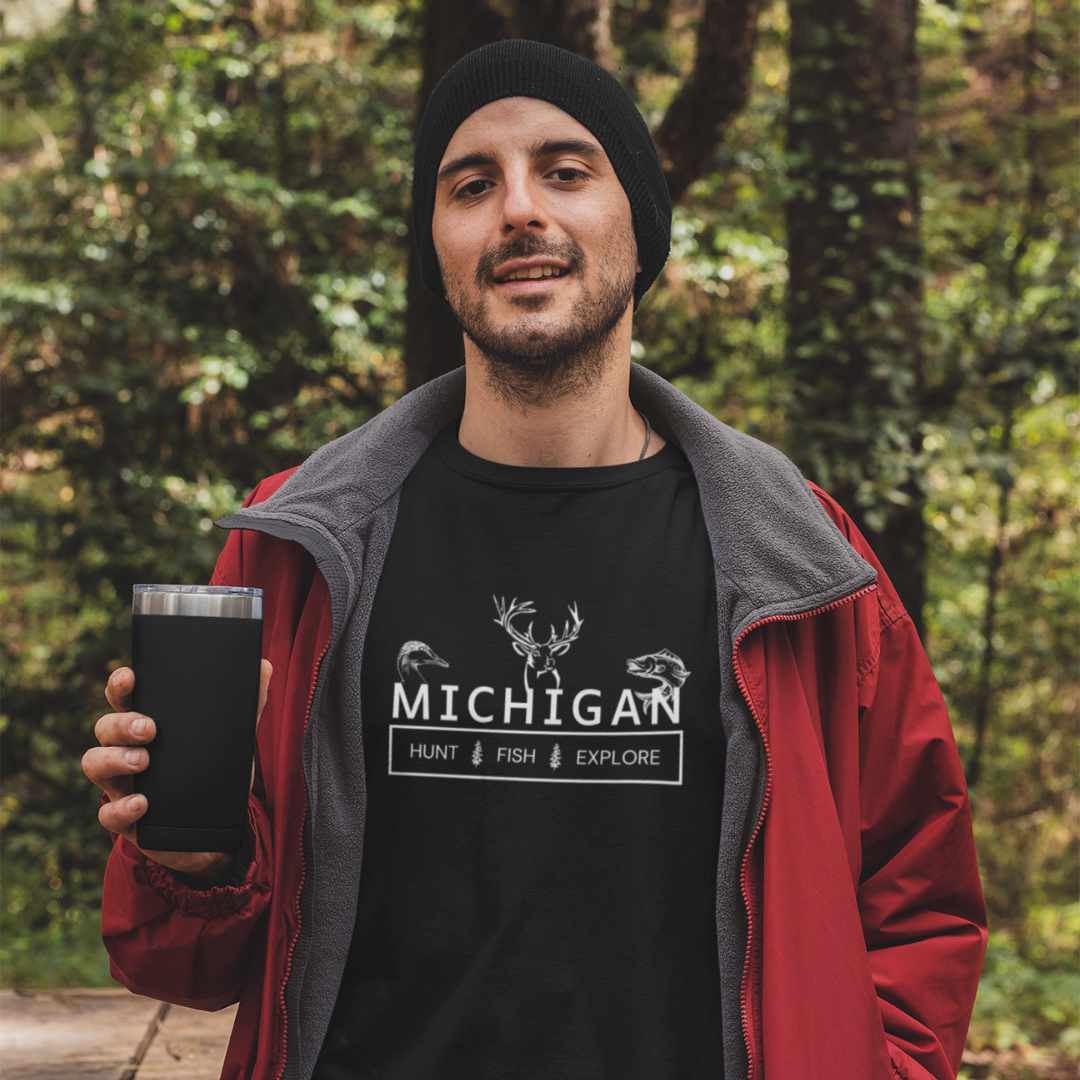 Hunt, Fish and Explore Michigan Unisex T-Shirt