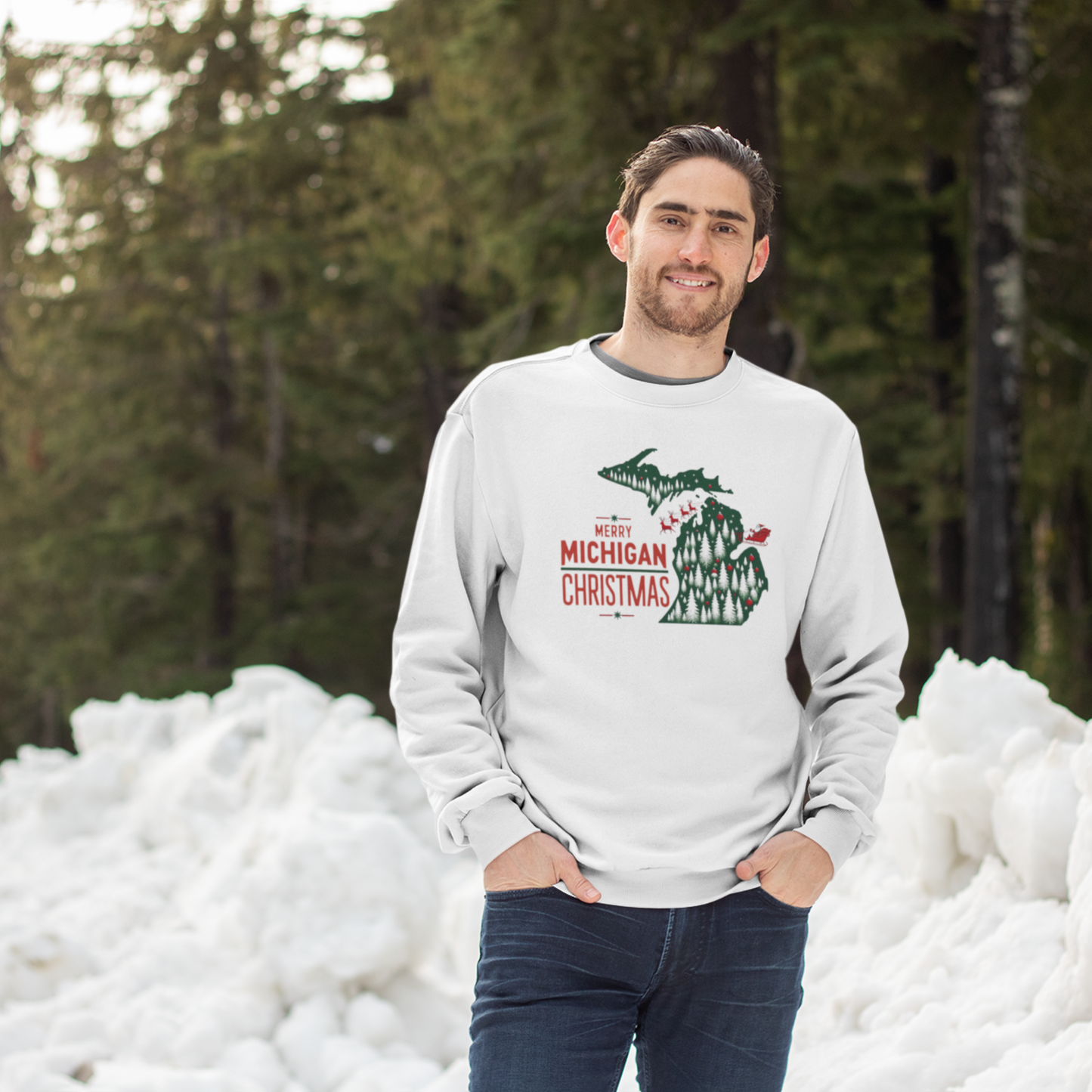 Merry Michigan Christmas Sweatshirt – A Cozy Celebration of the Season and the Mitten State